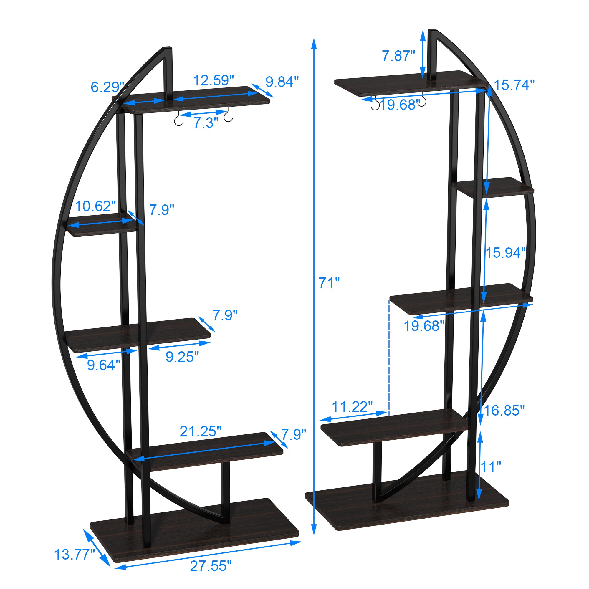 plant stand rack Tall Plant Stand Large Indoor Shelf 71" Metal Flower Rack with hanging – shopGDLF