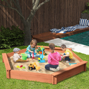 GDLF Kids Large Wooden Sandbox with Cover Waterproof Hexagon Fast  Easy DIY Assembly (20 Mins)