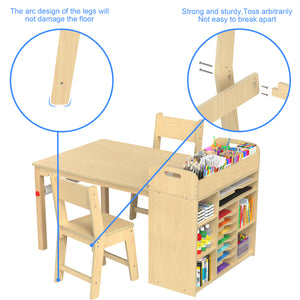 Kids Art Table and Chairs Set Craft Table with Large Storage Desk and Portable Art Supply Organizer for children ages 8-12, 47"L x 30"W