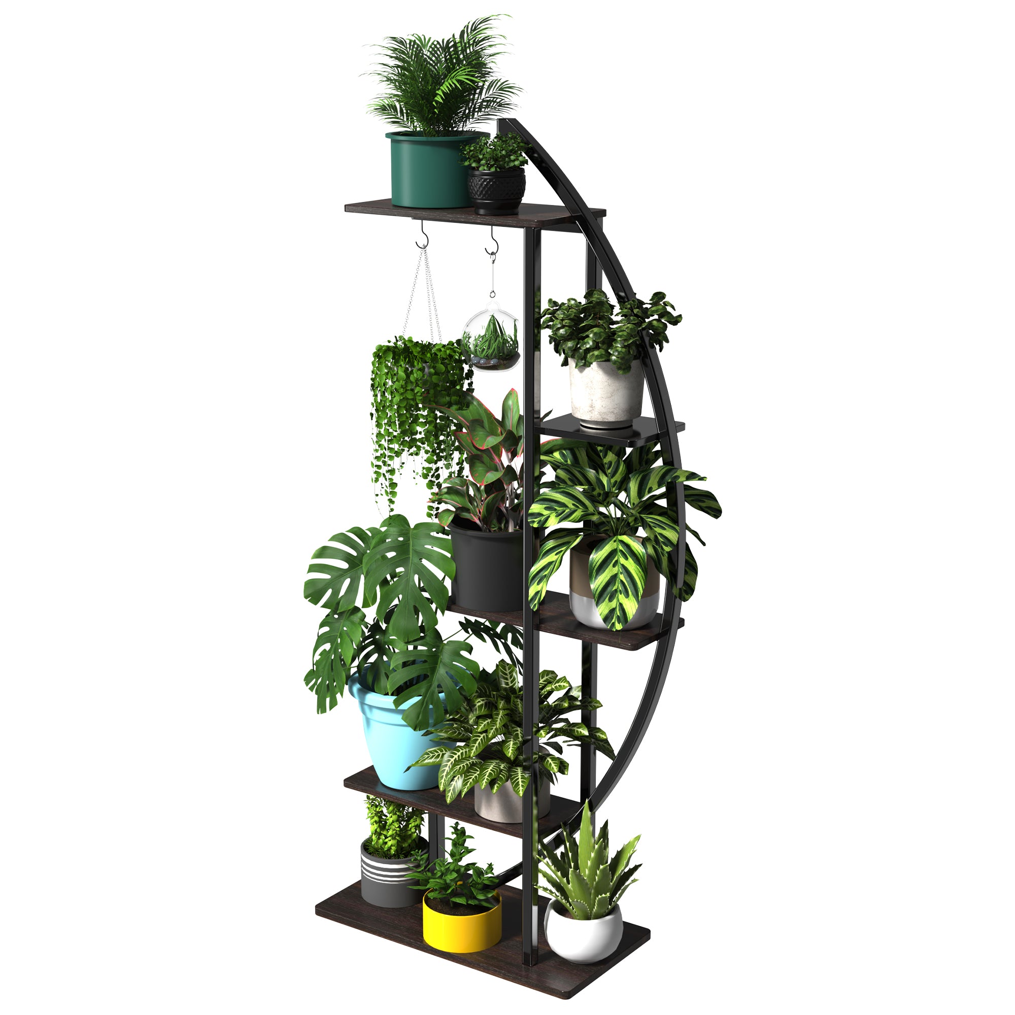 hanging plant stands for indoors Tall Plant Stand Large Indoor Shelf 71" Metal Flower Rack with hanging – shopGDLF
