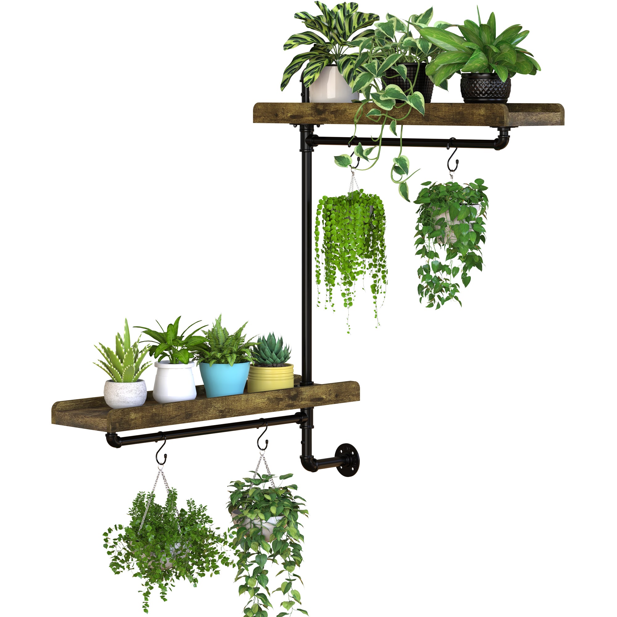 ceiling rack for plants GDLF Window Plant Shelving Industrial Pipe Swivel Floating Shelving – shopGDLF