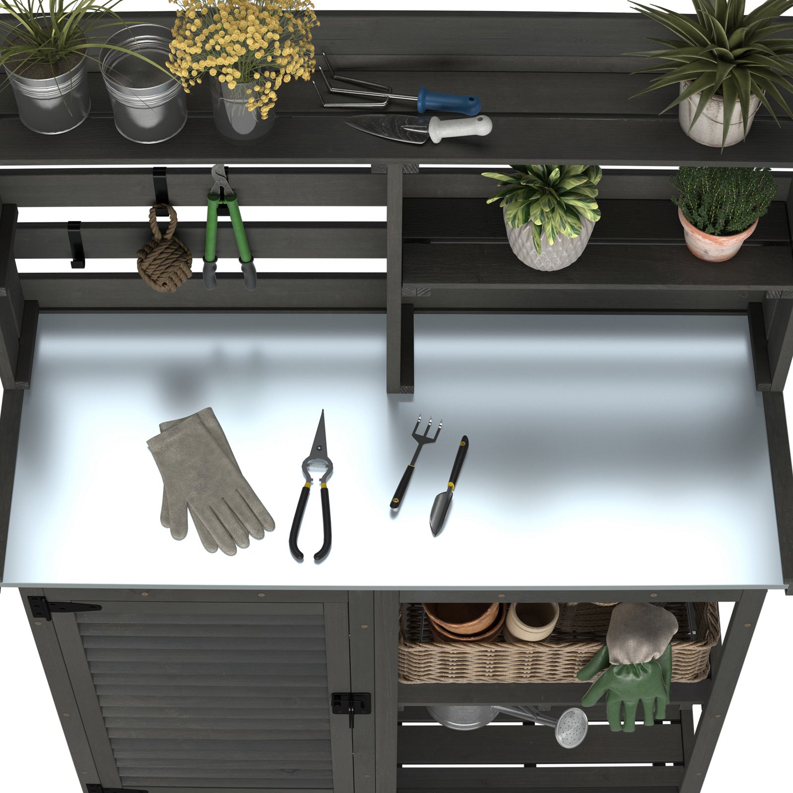 Stay Organized in Style: GDLF Potting Bench Table in Dark Grey - Recommendation for those seeking a stylish and organized solution