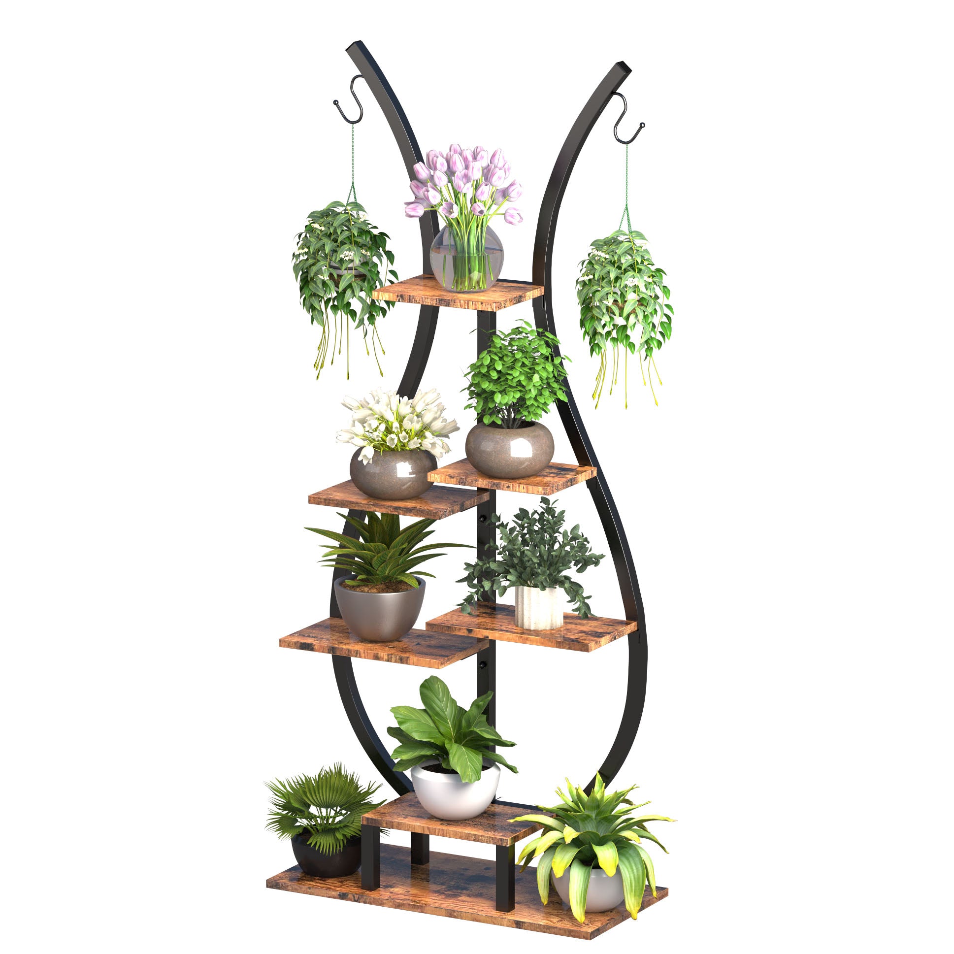 Plant Stand Indoor Outdoor 15 Tier Tall Wood Plant Shelf Large