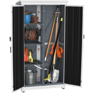 Outdoor Storage Cabinet Wood & Metal Garden Tool Shed Waterproof Sturdy 66" H