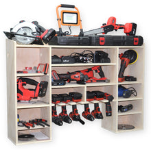 Load image into Gallery viewer, Power Tool Organizer Storage Rack, Drill holder Wall Mount, Cordless Drill Charging Station, Garage Organization, large 44.5”x32”