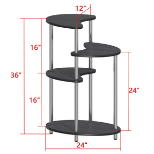 36" 4 Tiered Plant Stand Indoor Pot Planter Modern Accent Display Table, Oval Black