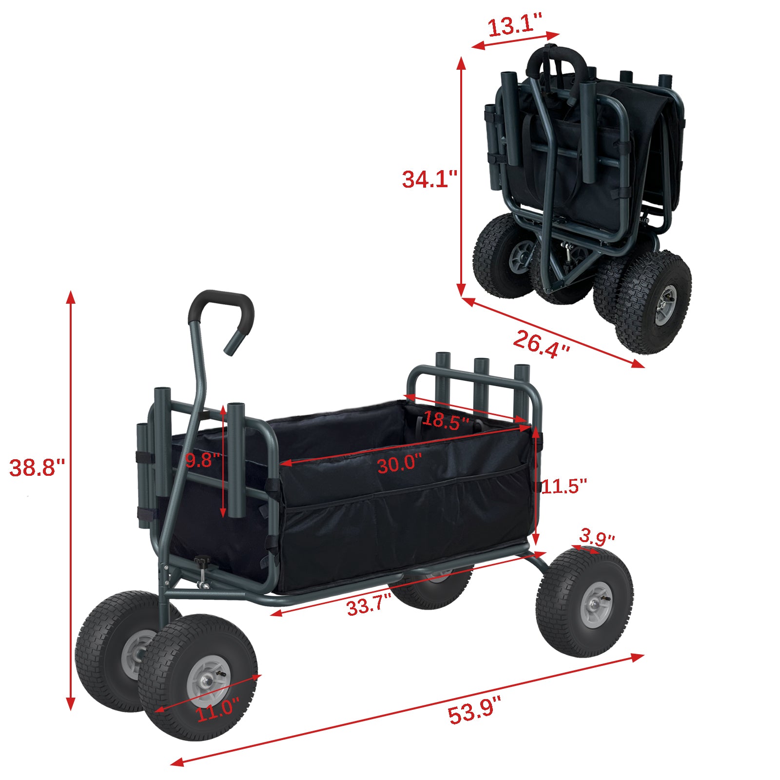 GDLF Fishing Cart Heavy Duty Foldable Collapsible Wagon Rod Holders 55 –  shopGDLF