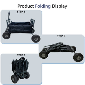 GDLF Fishing Cart  Heavy Duty Foldable Collapsible Wagon  Rod Holders 550 Pound Capacity 53.9"x26.4"x38.8"