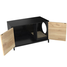 Load image into Gallery viewer, GDLF Wood Hidden Cat Litter Box Enclosure Furniture with Cane Rattan Door