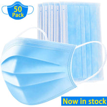 Load image into Gallery viewer, 50 pack Face Masks Disposable 3 Layers Filter Dust proof Efficiency ≥97% Facial Protective