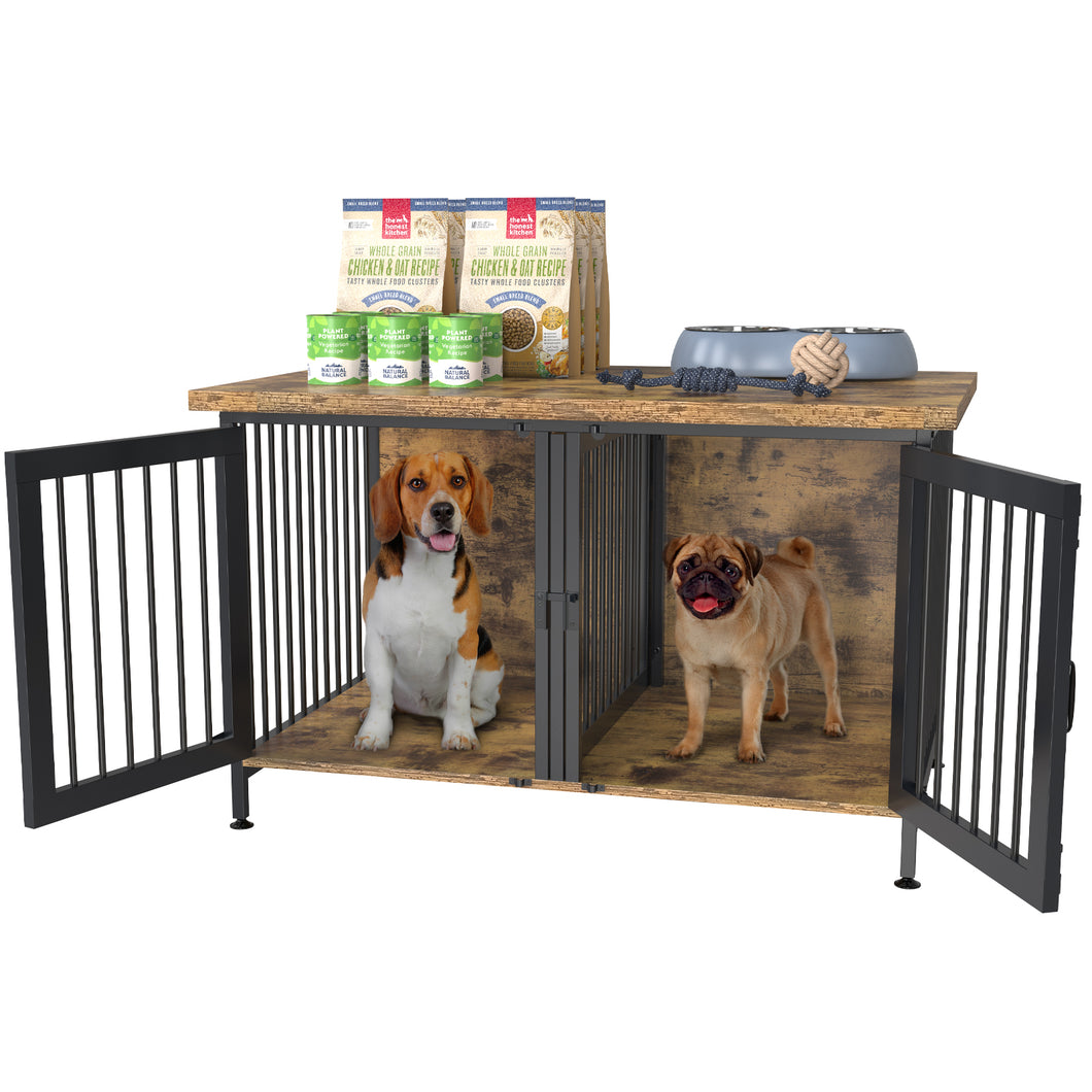 GDLF Double Dog Crate with Divider for 1 or 2 dogs, Indoor Kennel Cage (Int.dims:36.2”Wx24.5”Dx21”H)