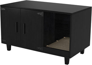 GDLF Pet Crate Cat Washroom Hidden Litter Box Enclosure  as Table Nightstand with Scratch Pad,Stackable