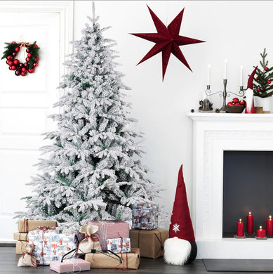 7FT Premium Snow Flocked Artificial Holiday Christmas Tree 1080 Tips White Xmas Tree