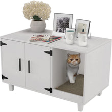 Load image into Gallery viewer, GDLF Pet Crate Cat Washroom Hidden Litter Box Enclosure  as Table Nightstand with Scratch Pad,Stackable