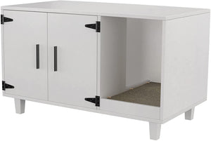 GDLF Pet Crate Cat Washroom Hidden Litter Box Enclosure  as Table Nightstand with Scratch Pad,Stackable