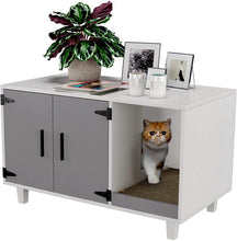 Load image into Gallery viewer, GDLF Pet Crate Cat Washroom Hidden Litter Box Enclosure  as Table Nightstand with Scratch Pad,Stackable